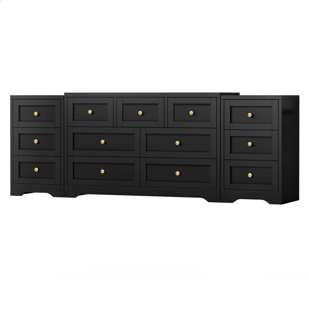 ALFORDSON 7 Chest of Drawers 2x Bedside Table Bedroom Storage Hamptons Black