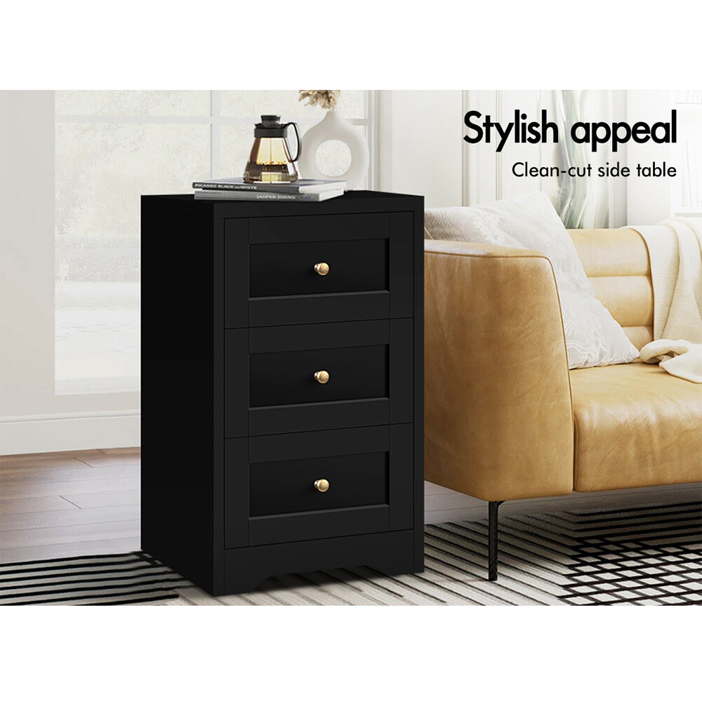 ALFORDSON 7 Chest of Drawers 2x Bedside Table Bedroom Storage Hamptons Black