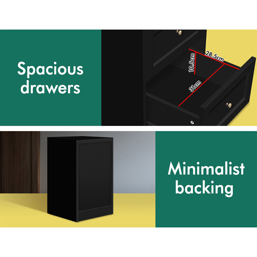 ALFORDSON 7 Chest of Drawers 2x Bedside Table Bedroom Storage Hamptons Black