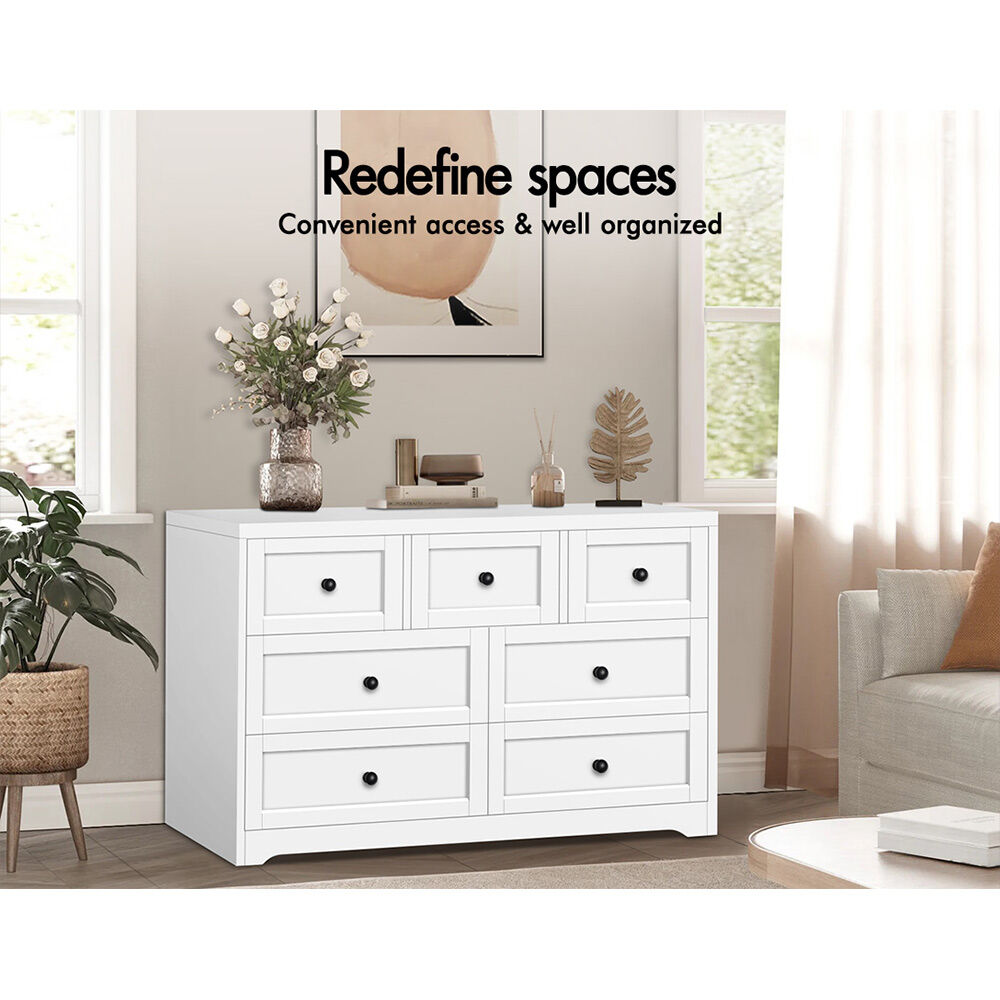 ALFORDSON 7 Chest of Drawers 2x Bedside Table Bedroom Storage Hamptons White