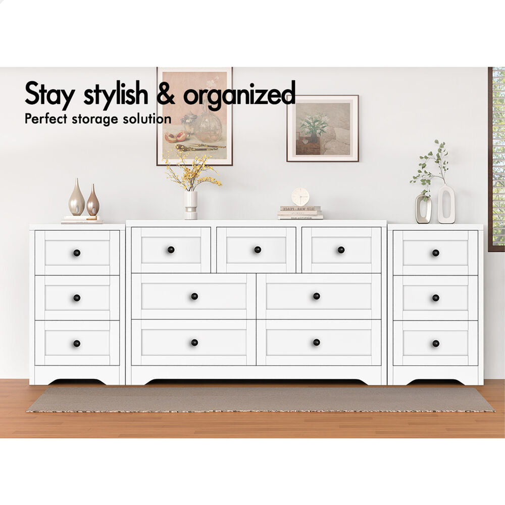 ALFORDSON 7 Chest of Drawers 2x Bedside Table Bedroom Storage Hamptons White