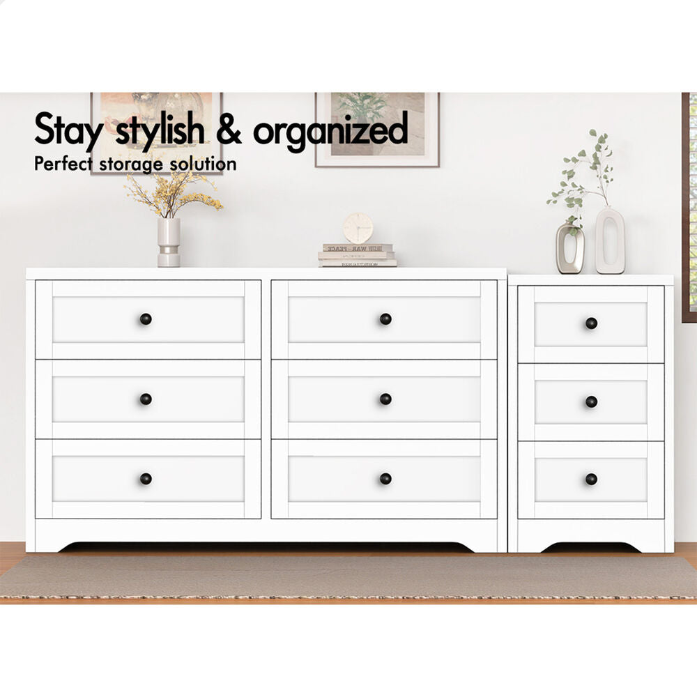 ALFORDSON 6 Chest of Drawers Bedside Table Bedroom Storage Hamptons White