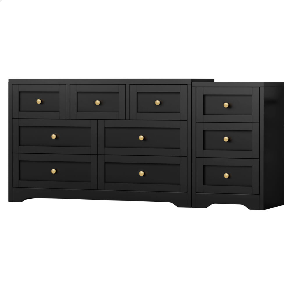 ALFORDSON 7 Chest of Drawers Bedside Table Bedroom Storage Hamptons Black