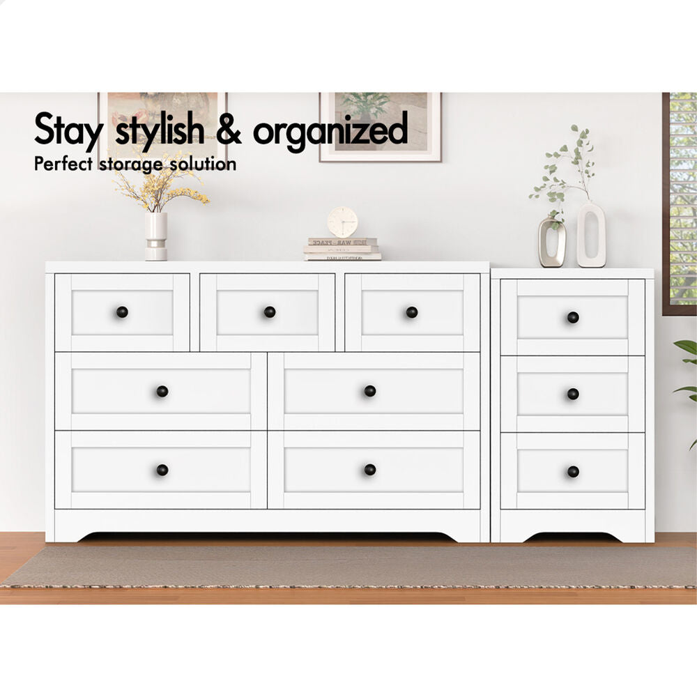 ALFORDSON 7 Chest of Drawers Bedside Table Bedroom Storage Hamptons White