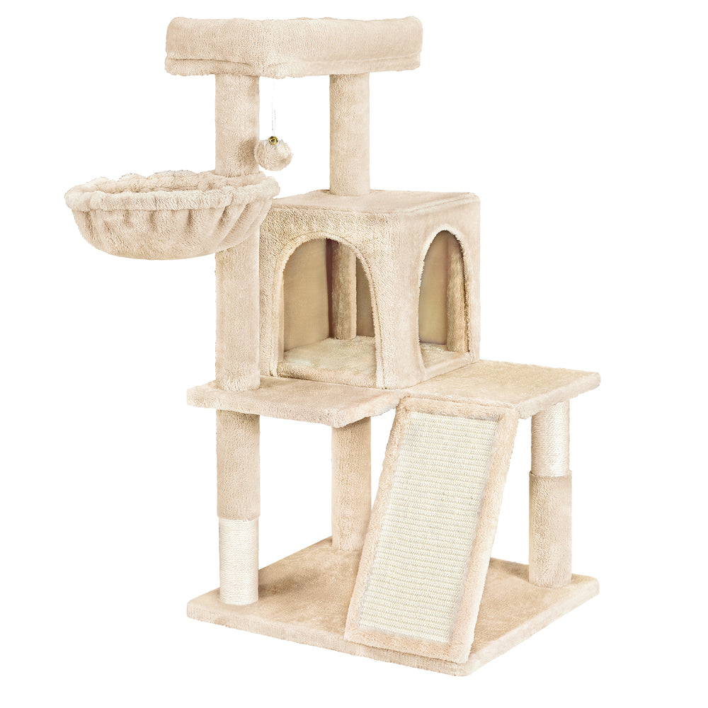BEASTIE Cat Tree Scratching Post Scratcher Tower Condo House Furniture Wood 100cm Beige