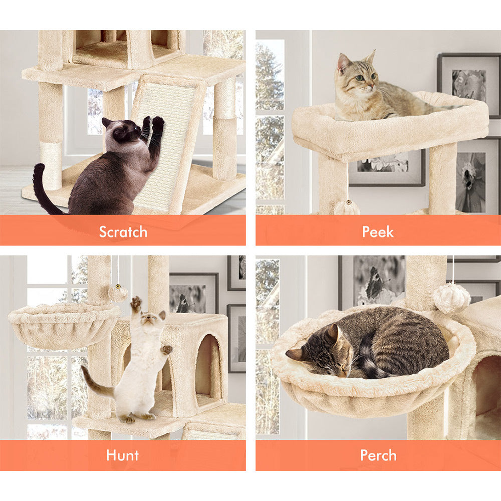 BEASTIE Cat Tree Scratching Post Scratcher Tower Condo House Furniture Wood 100cm Beige