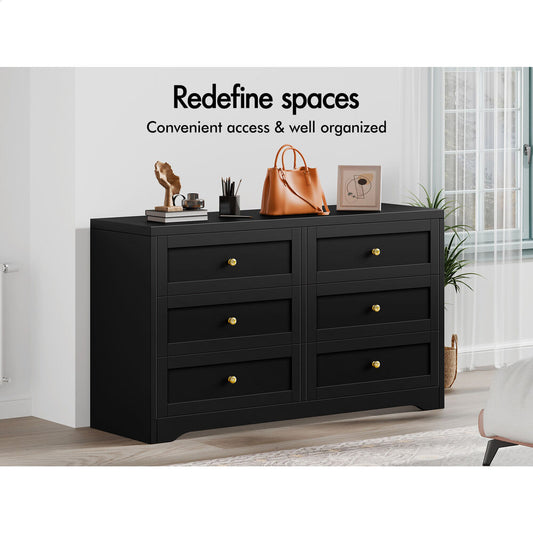 ALFORDSON 6 Chest of Drawers Hamptons Storage Cabinet Dresser Tallboy Black