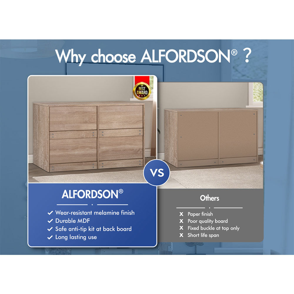 6 Chest of Drawers ALFORDSON Hamptons Storage Dresser Wood