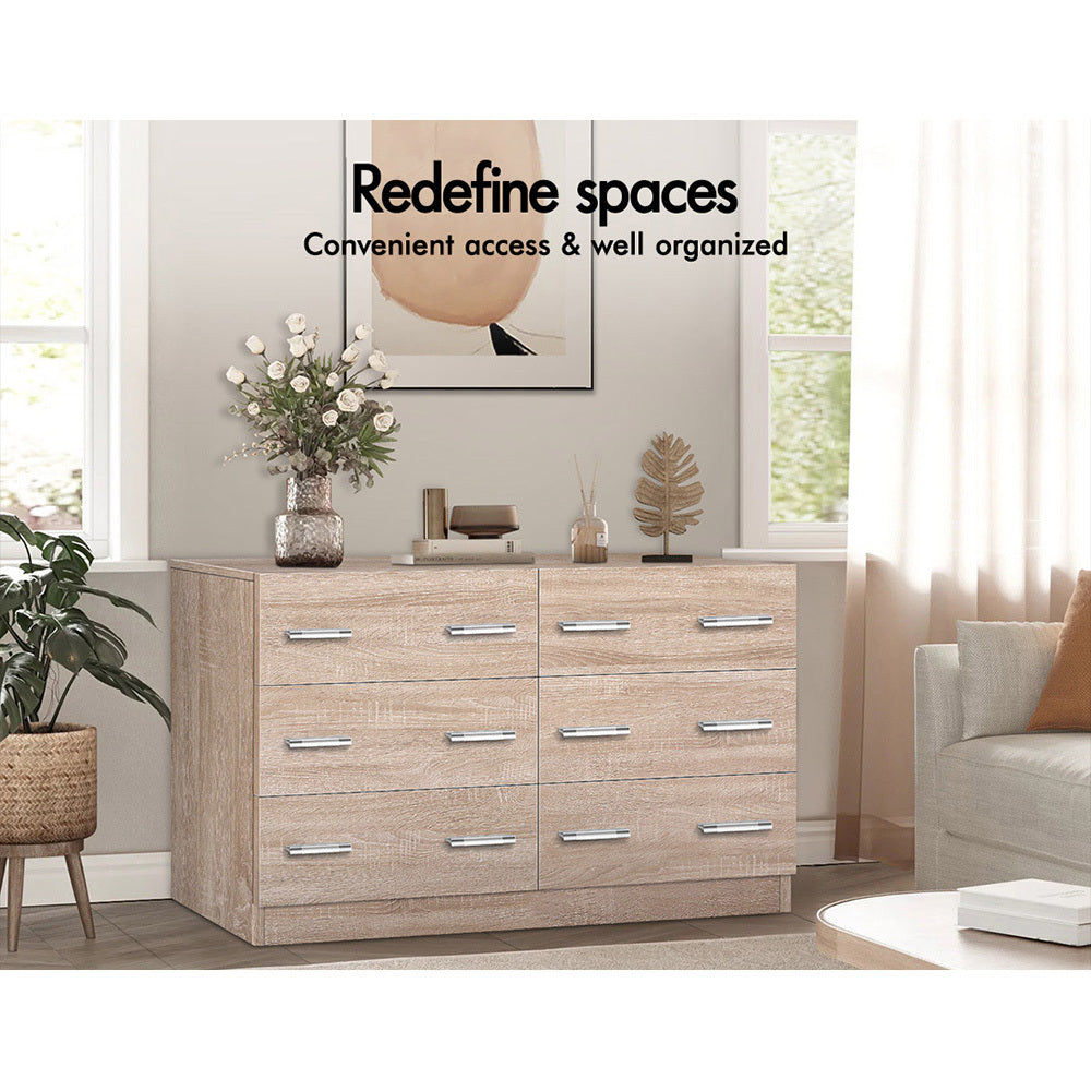 6 Chest of Drawers ALFORDSON Hamptons Storage Dresser Wood