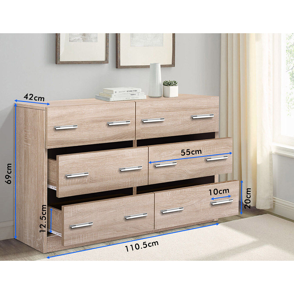 6 Chest of Drawers ALFORDSON Hamptons Storage Dresser Wood