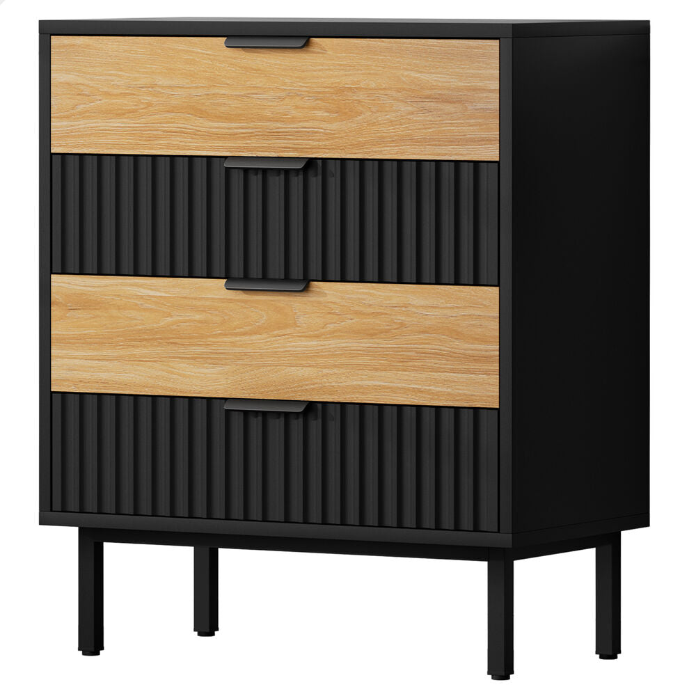 ALFORDSON 4 Chest of Drawers Modern Storage Cabinet Dresser Tallboy Black/Wood