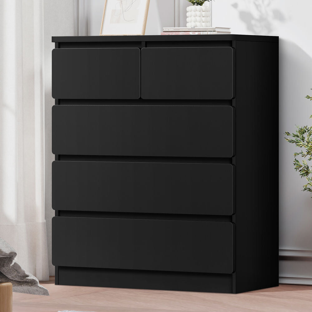 ALFORDSON 5 Chest of Drawers Minimalist Storage Cabinet Dresser Tallboy Black