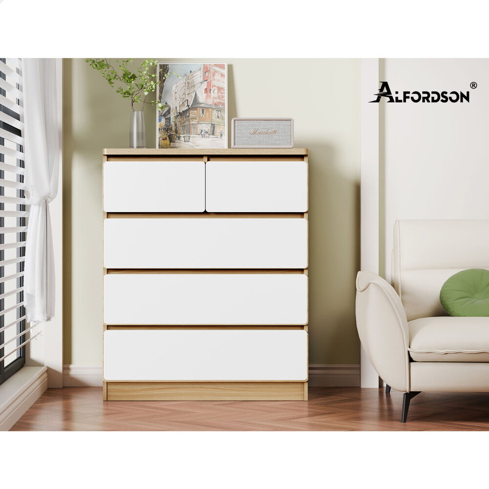 ALFORDSON 5 Chest of Drawers Minimalist Storage Cabinet Dresser Tallboy Wood