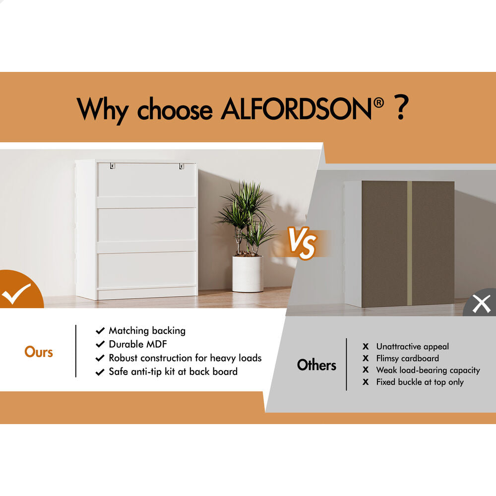 ALFORDSON 5 Chest of Drawers Minimalist Storage Cabinet Dresser Tallboy White