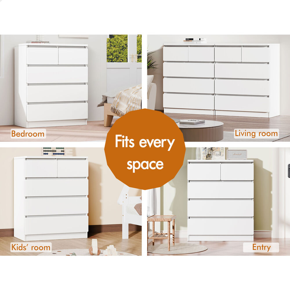 ALFORDSON 5 Chest of Drawers Minimalist Storage Cabinet Dresser Tallboy White