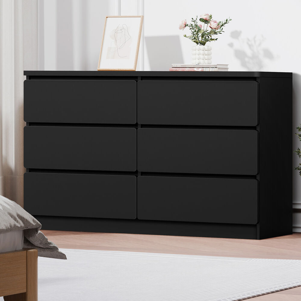 ALFORDSON 6 Chest of Drawers Minimalist Storage Cabinet Dresser Tallboy Black