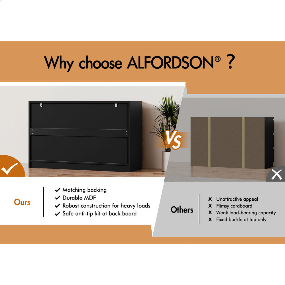 ALFORDSON 6 Chest of Drawers Minimalist Storage Cabinet Dresser Tallboy Black