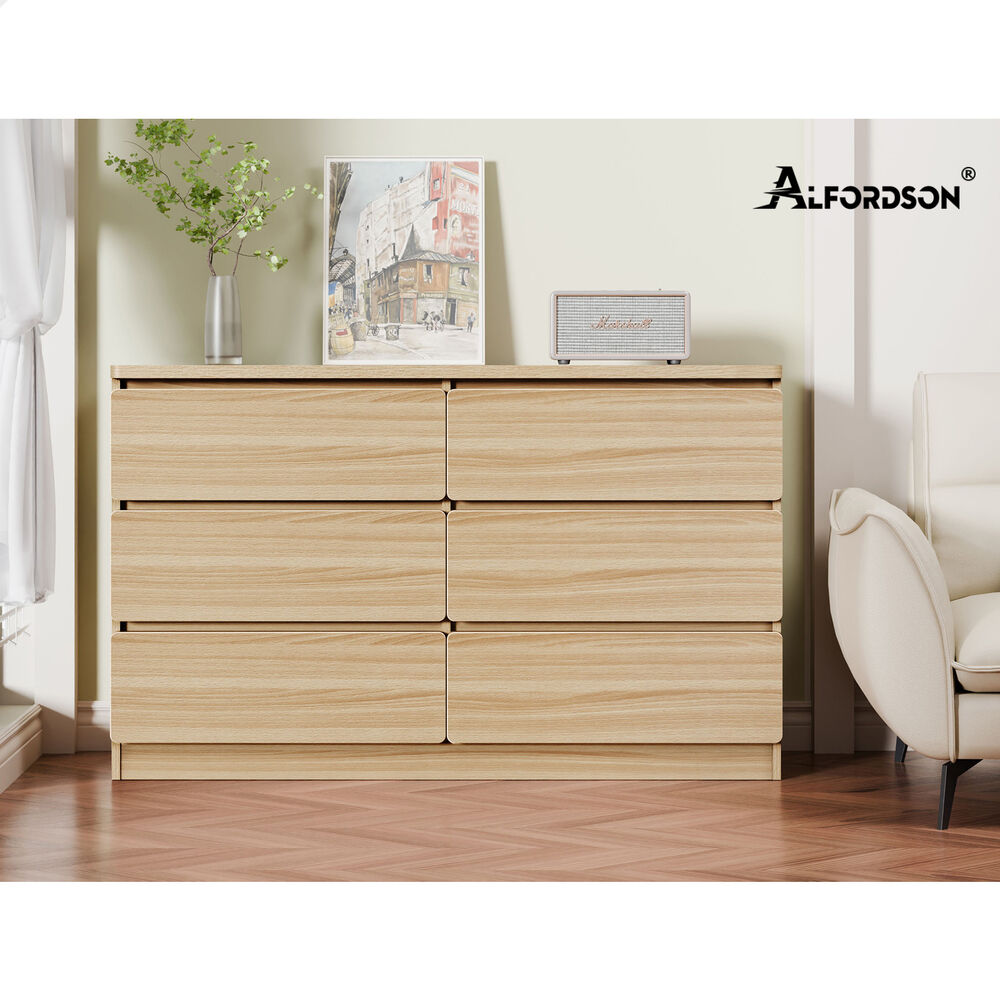 ALFORDSON 6 Chest of Drawers Minimalist Storage Cabinet Dresser Tallboy Oak