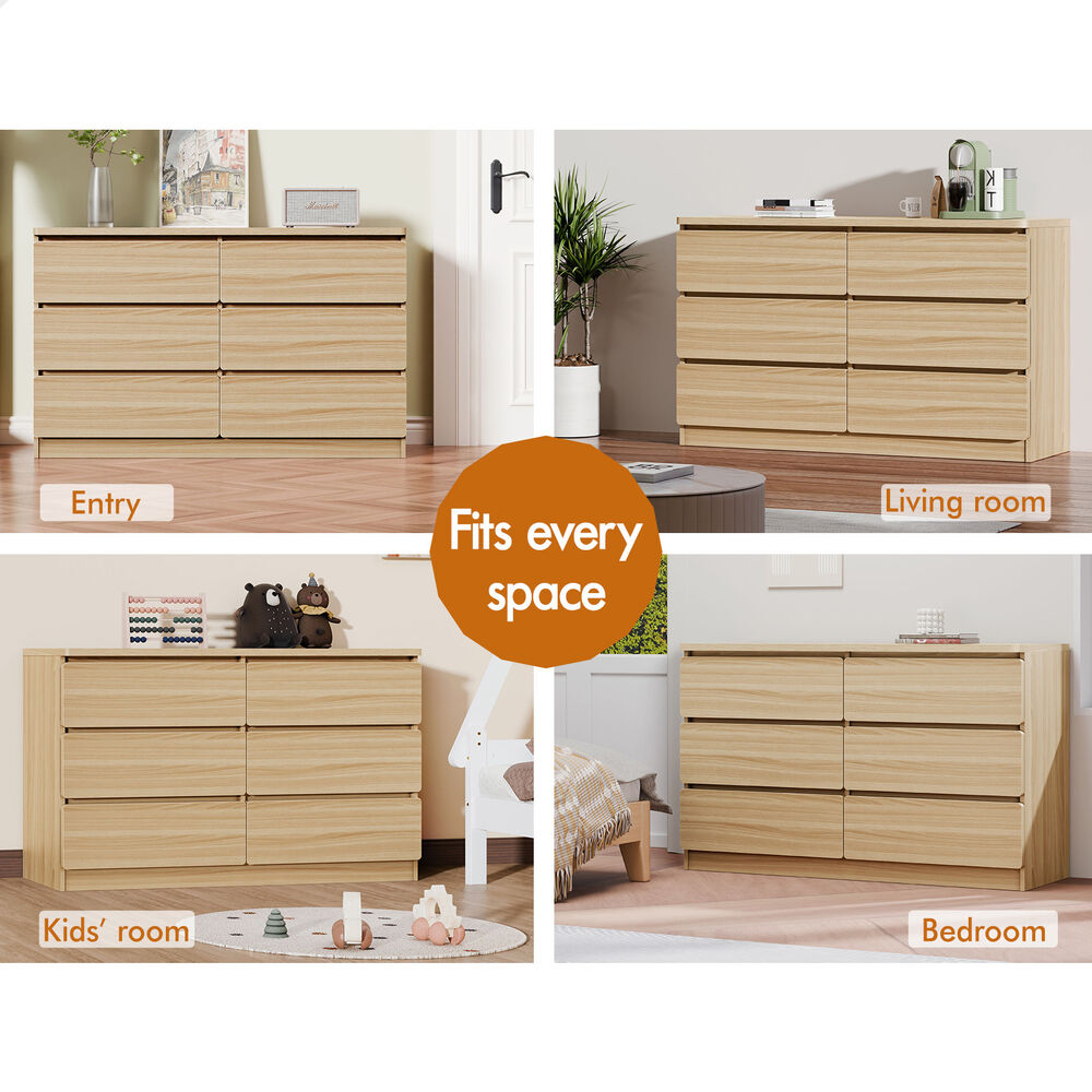 ALFORDSON 6 Chest of Drawers Minimalist Storage Cabinet Dresser Tallboy Oak