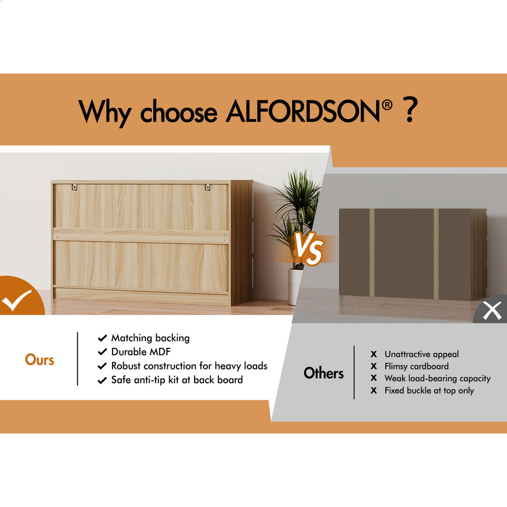 ALFORDSON 6 Chest of Drawers Minimalist Storage Cabinet Dresser Tallboy Wood