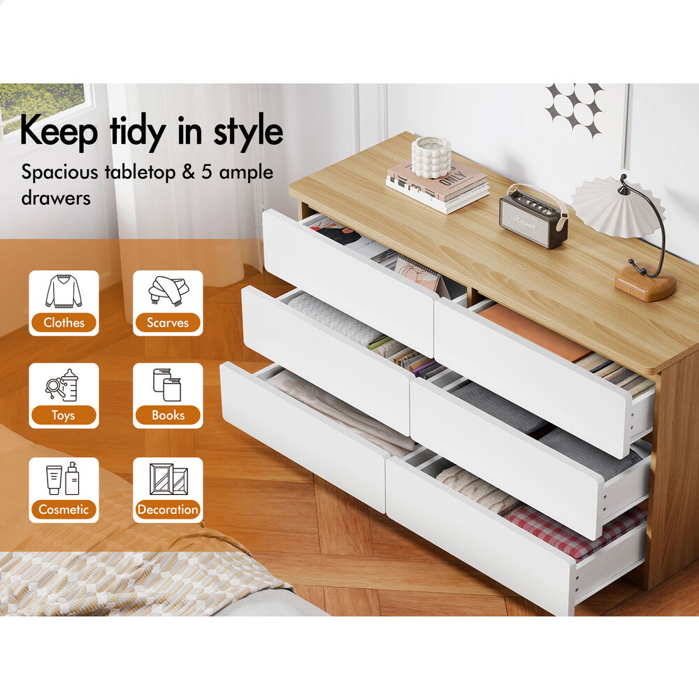 ALFORDSON 6 Chest of Drawers Minimalist Storage Cabinet Dresser Tallboy Wood