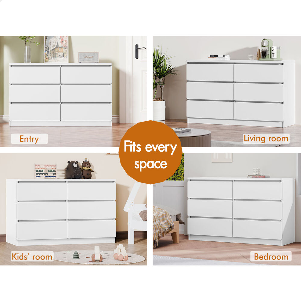 ALFORDSON 6 Chest of Drawers Minimalist Storage Cabinet Dresser Tallboy White