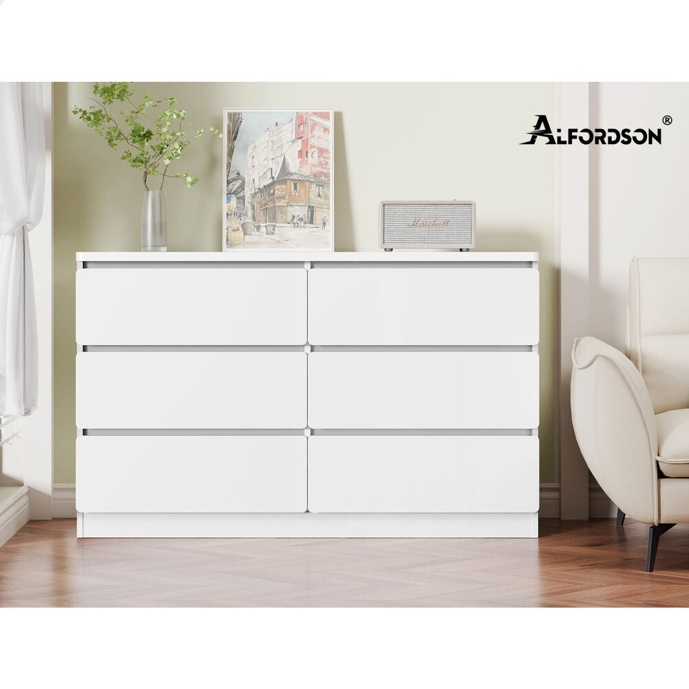 ALFORDSON 6 Chest of Drawers Minimalist Storage Cabinet Dresser Tallboy White