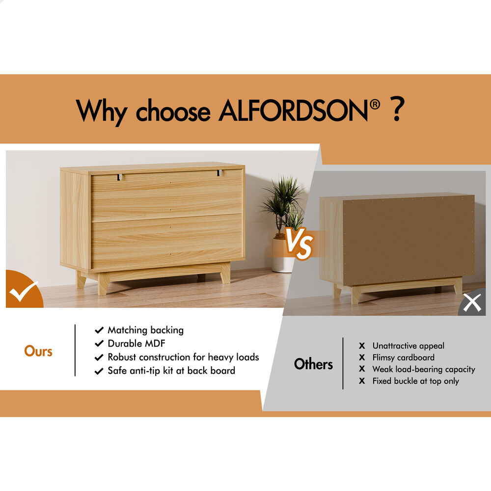 ALFORDSON 6 Chest of Drawers Rattan Storage Cabinet Dresser Tallboy Wood