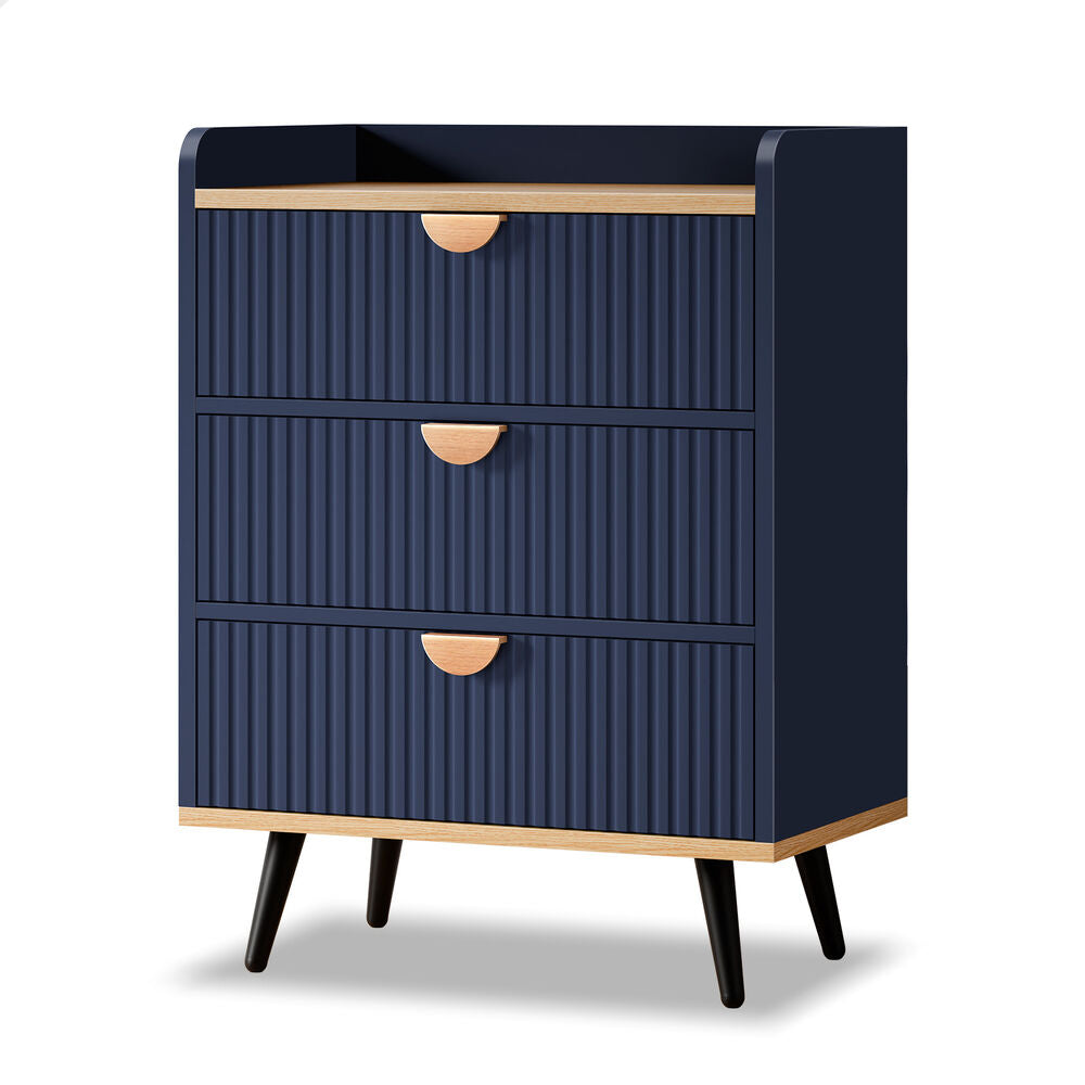 ALFORDSON 3 Chest of Drawers Modern Storage Cabinet Dresser Tallboy Blue