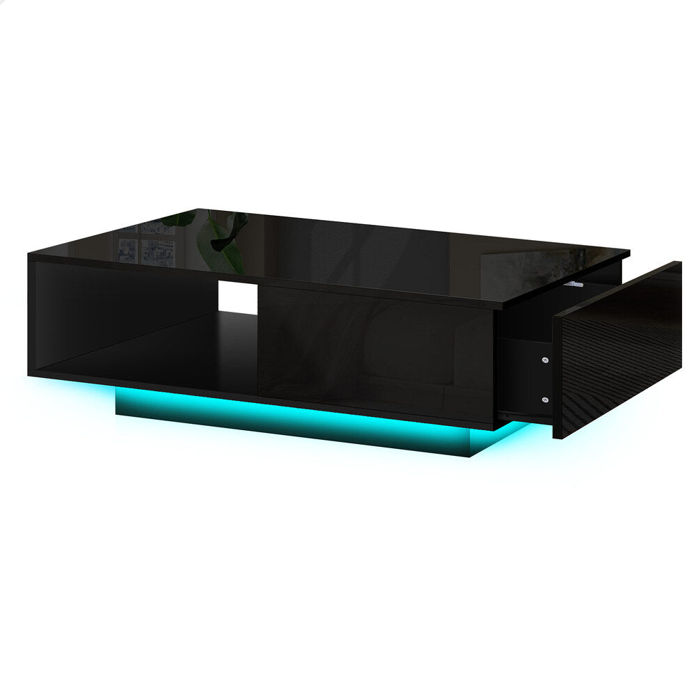 1 Drawer ALFORDSON Coffee Table LED Gloss Black