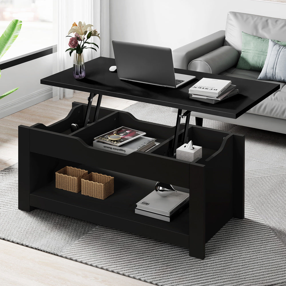 2-in-1 ALFORDSON Coffee Table Lift Up Top Black