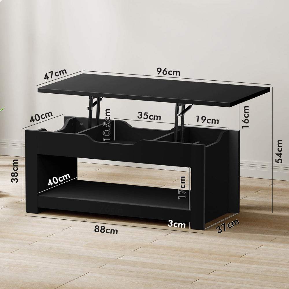 2-in-1 ALFORDSON Coffee Table Lift Up Top Black