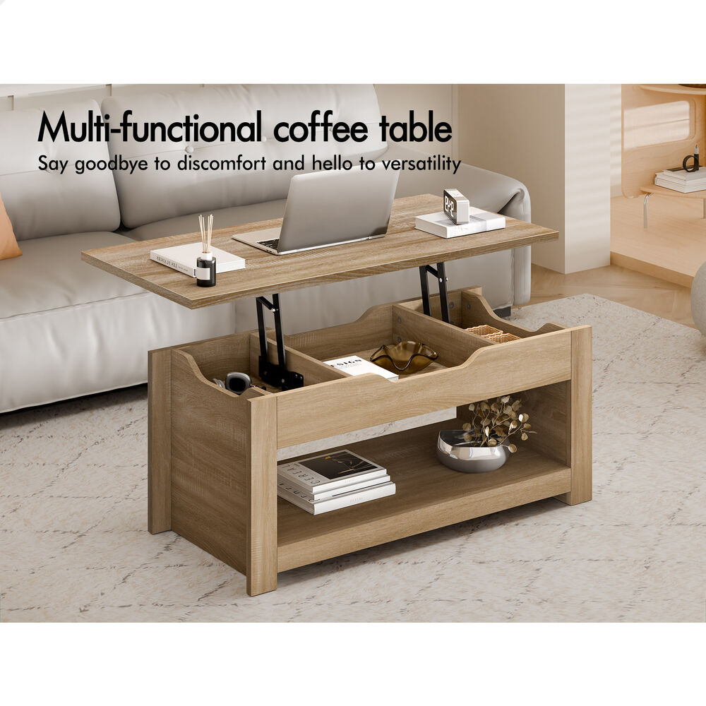 2-in-1 ALFORDSON Coffee Table Lift Up Top Oak