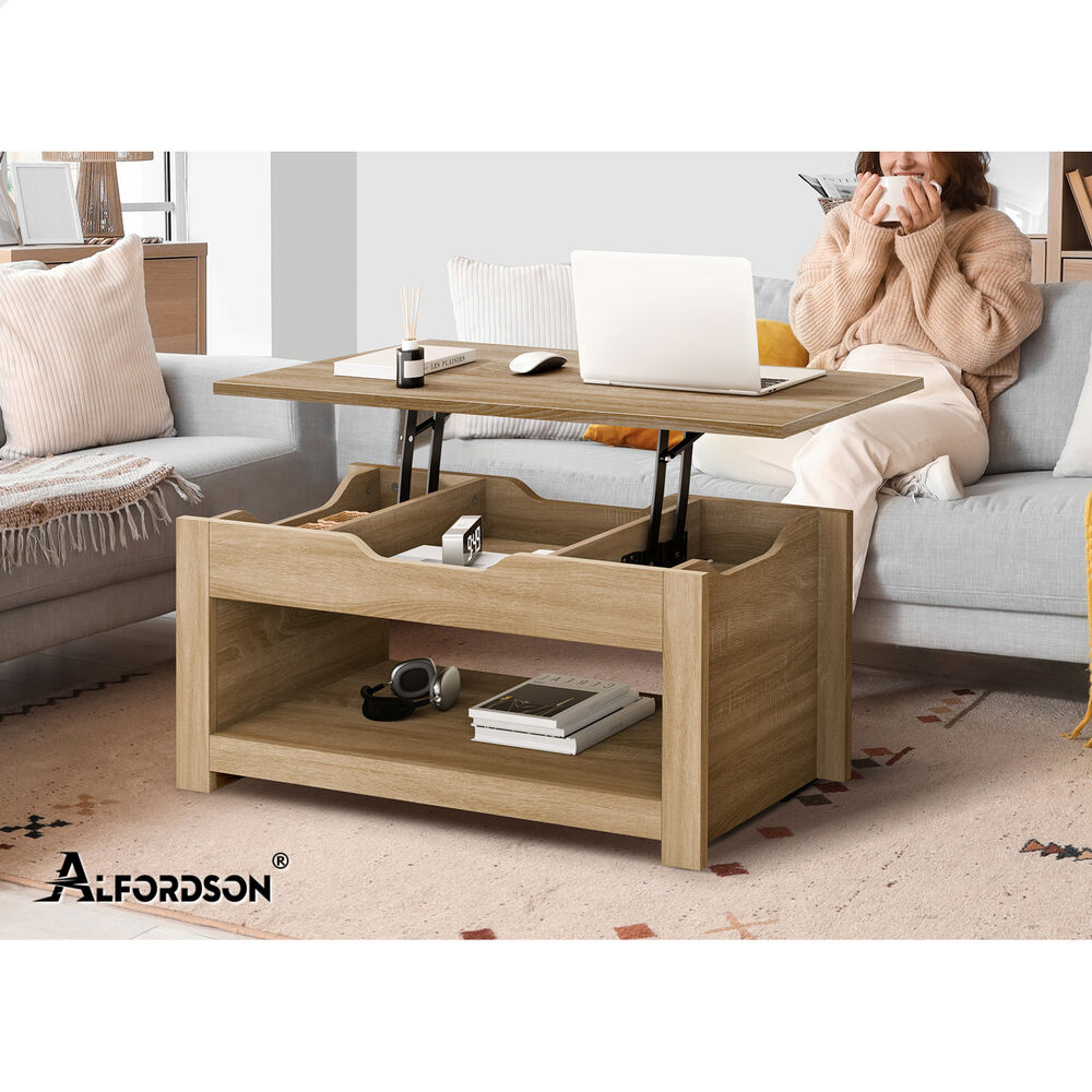 2-in-1 ALFORDSON Coffee Table Lift Up Top Oak