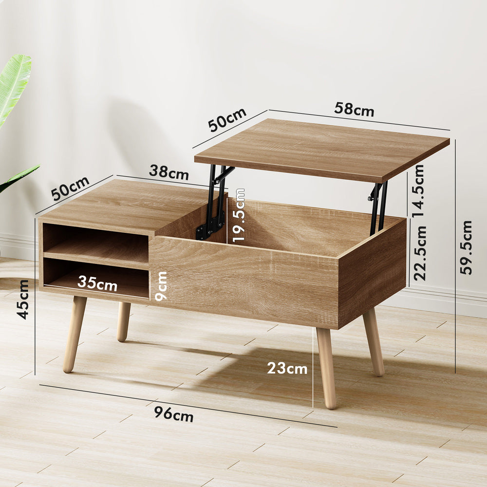 2-in-1 ALFORDSON Coffee Table Lift Up Hidden Storage Wood