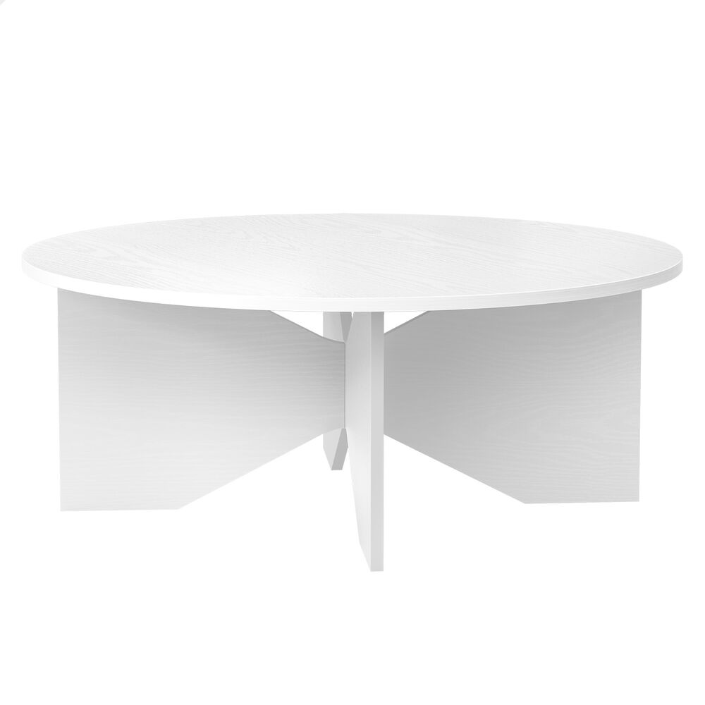 ALFORDSON Coffee Table Modern Round Table X-shape Wooden Legs Living Room White