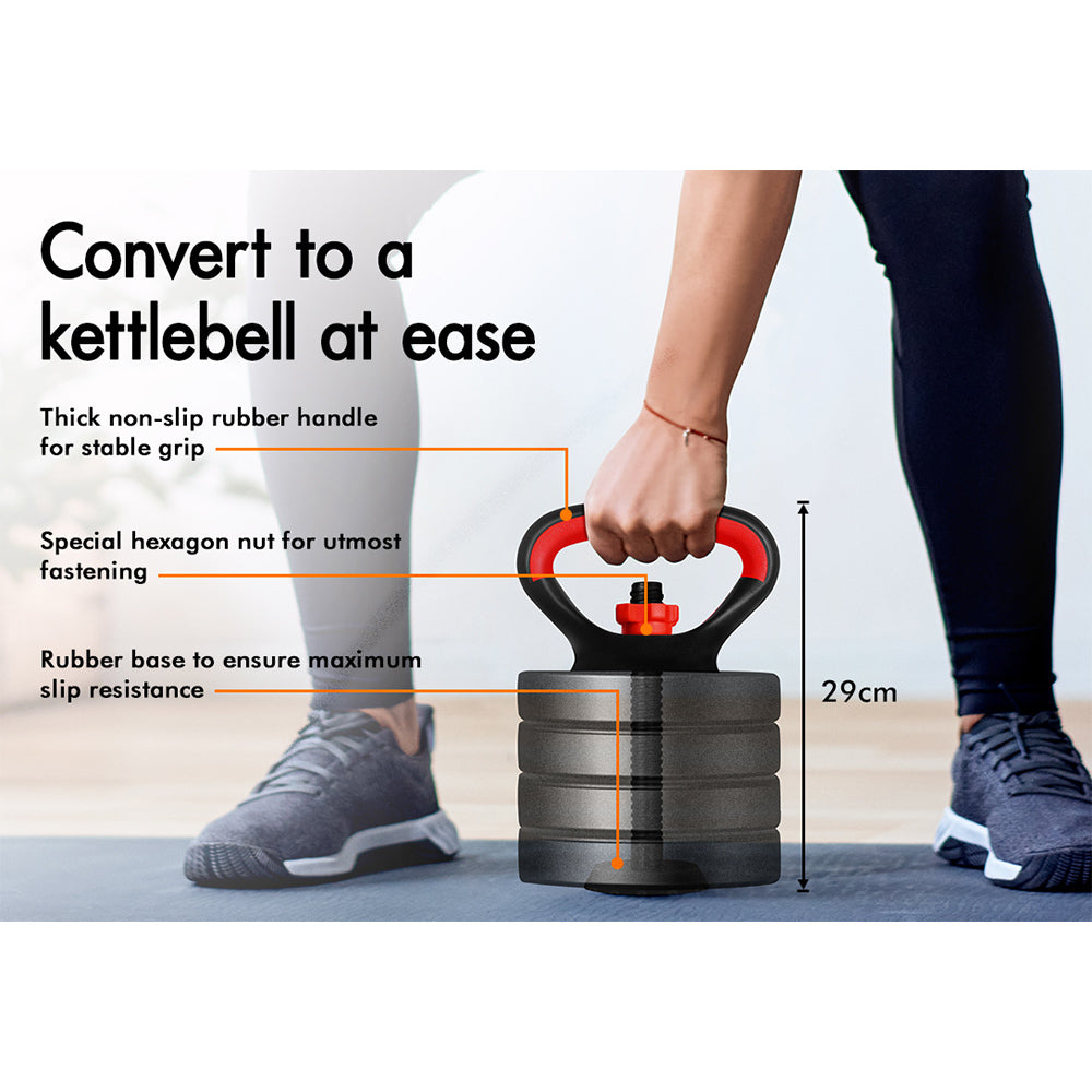 BLACK LORD Kettlebell Set 20kg Adjustable Weight Lifting Dumbbell Set Push Up Gym