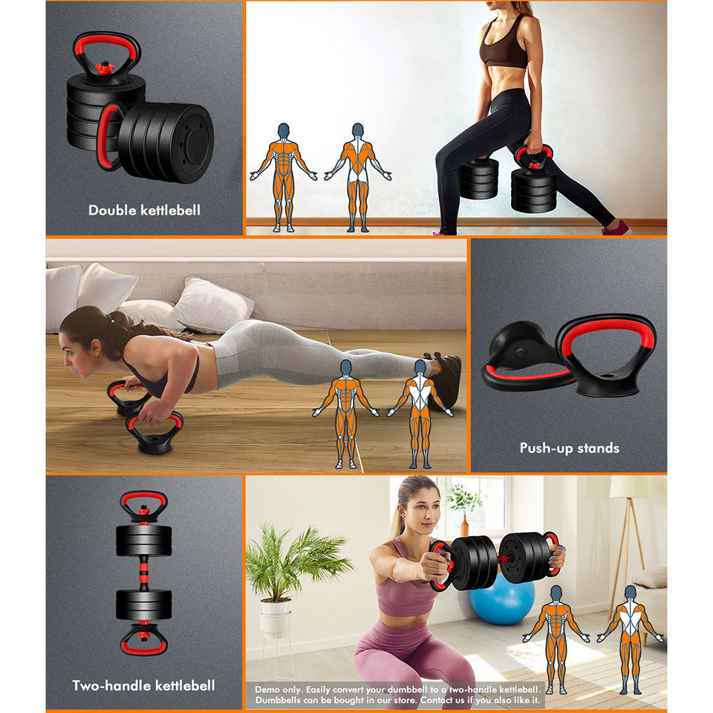BLACK LORD Kettlebell Set 20kg Adjustable Weight Lifting Dumbbell Set Push Up Gym