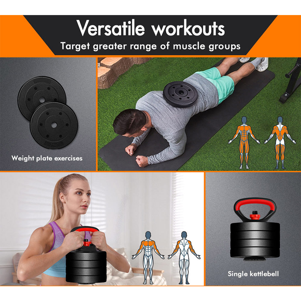BLACK LORD Kettlebell Set 20kg Adjustable Weight Lifting Dumbbell Set Push Up Gym