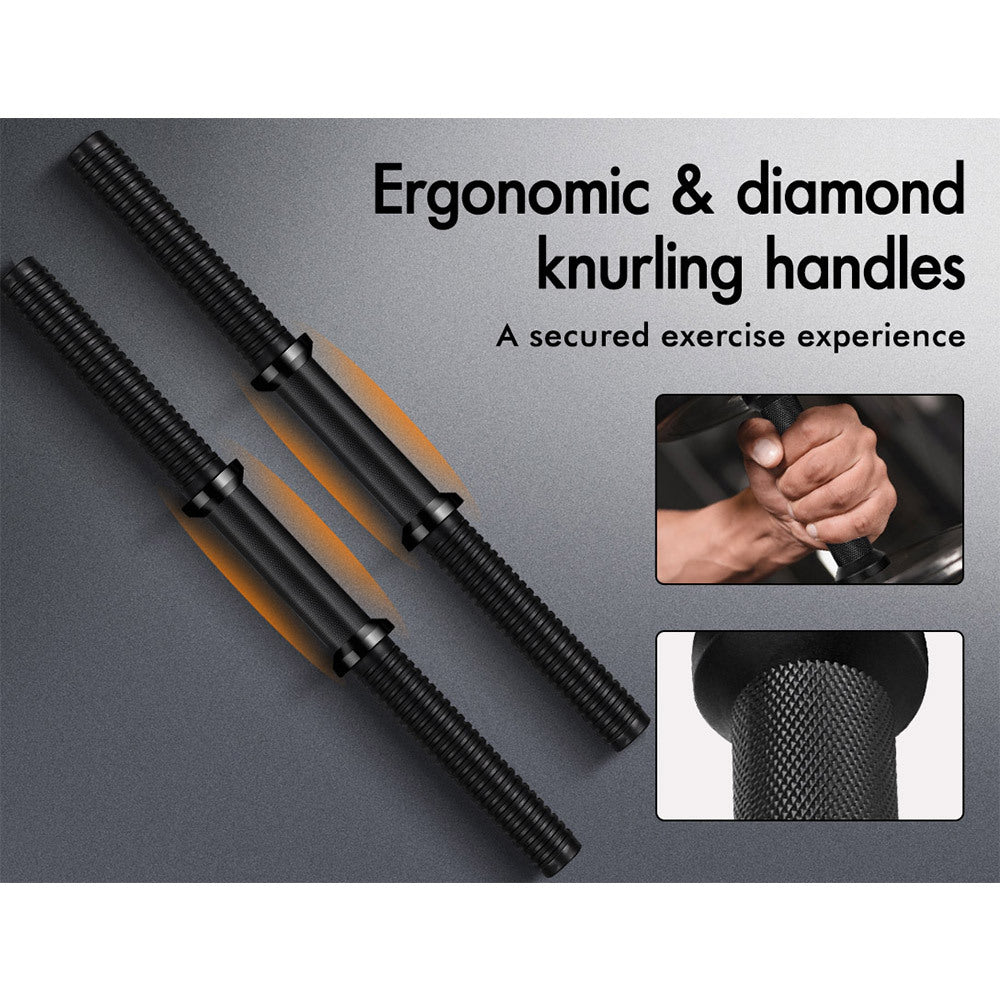 BLACK LORD Dumbbell Bar Set Solid Steel Pair Weight Lifting Plate Home Gym