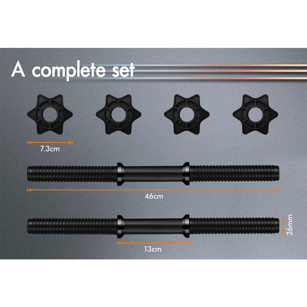 BLACK LORD Dumbbell Bar Set Solid Steel Pair Weight Lifting Plate Home Gym