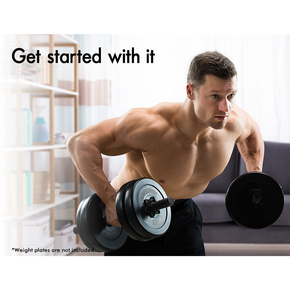 BLACK LORD Dumbbell Bar Set Solid Steel Pair Weight Lifting Plate Home Gym