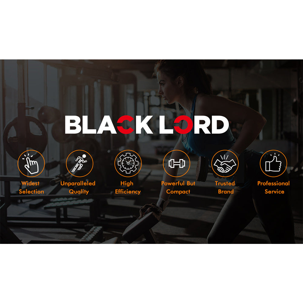 BLACK LORD Dumbbell Bar Set Solid Steel Pair Weight Lifting Plate Home Gym 45cm
