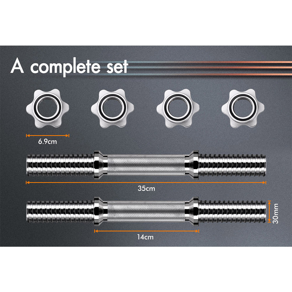 BLACK LORD Dumbbell Bar Set Solid Steel Pair Weight Lifting Plate Home Gym 35cm