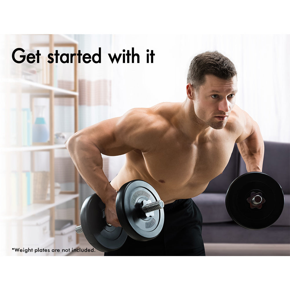 BLACK LORD Dumbbell Bar Set Solid Steel Pair Weight Lifting Plate Home Gym 35cm