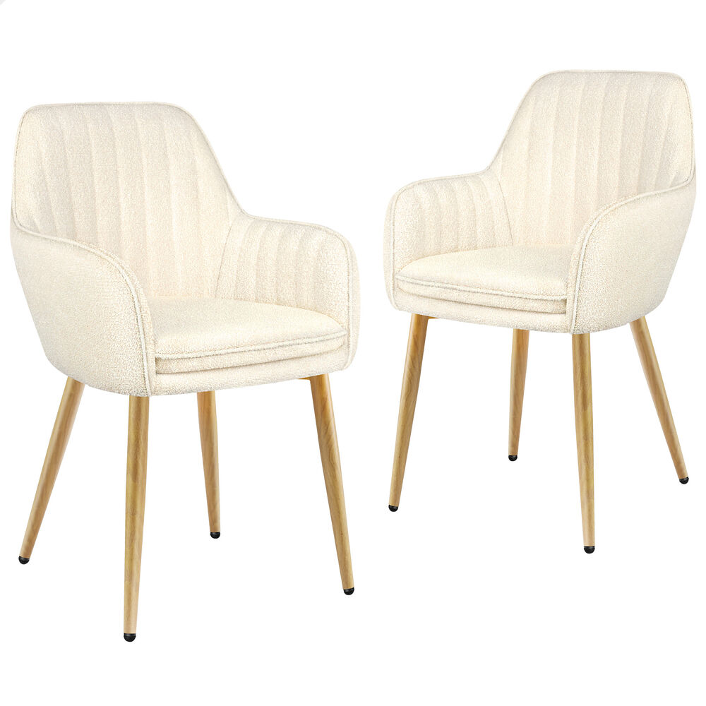 ALFORDSON 2x Dining Chair Accent Armchair Padded Tufted Granular Velvet Beige