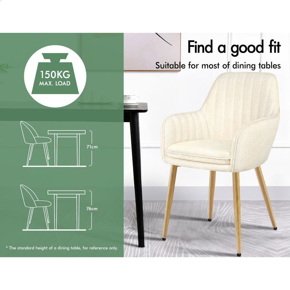 ALFORDSON 2x Dining Chair Accent Armchair Padded Tufted Granular Velvet Beige