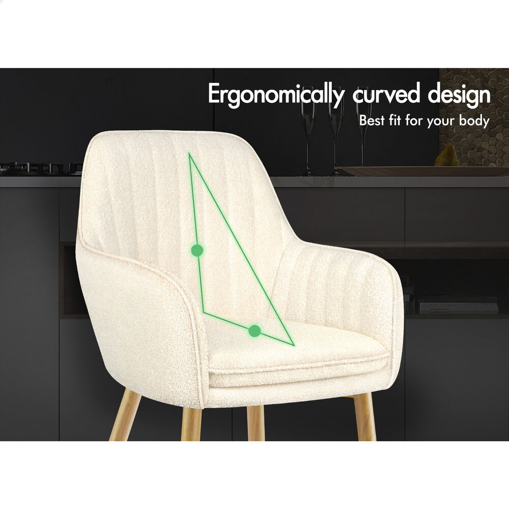 ALFORDSON 2x Dining Chair Accent Armchair Padded Tufted Granular Velvet Beige