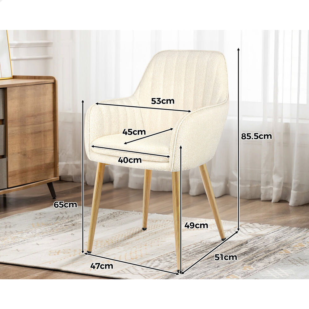 ALFORDSON 2x Dining Chair Accent Armchair Padded Tufted Granular Velvet Beige
