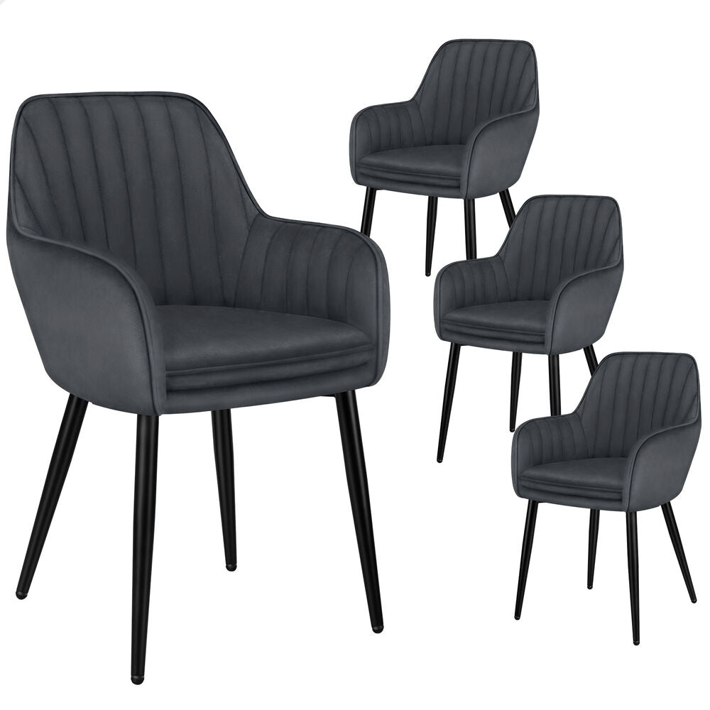 ALFORDSON 4x Dining Chairs Armchair Kitchen Lounge Padded Seat Sofa Velvet Grey
